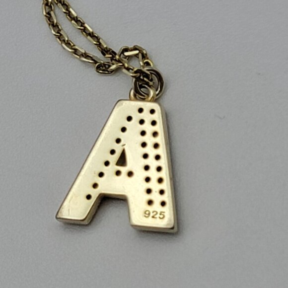 Alwand Vahan AV 925 Gold Over Sterling Silver Diamond INITIAL LETTER A Necklace - Picture 6 of 7